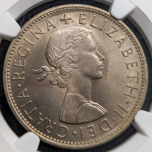 ★希少 限定5枚★ 1961年 イギリス NGC MS65 1/2クラウン ヤング エリザベス 白銅貨 モダンコイン 資産保全