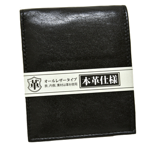 新品 KWS ORIGINAL 本革 フルレザー 二つ折り財布 薄型 ショートウォレット 未使用 メンズ シンプル 牛革 無地 黒 ブラック