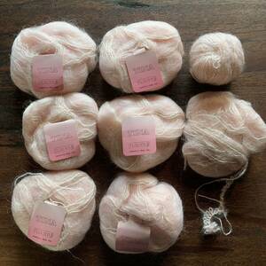 ◆【未使用】イタリア製 毛糸 モヘア ビスコース 50g・80m×6巻 ピンク TINA FILI DI LANA
