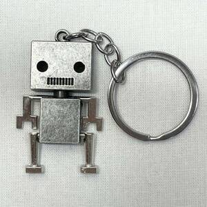 【キーホルダー】バッグチャーム ブリキ ロボット アンティークシルバー タイプA