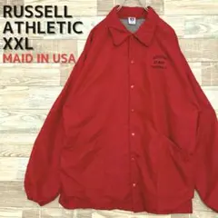 80sラッセルRussellナイロンジャケットXXL古着USA製 刺繍ロゴ赤
