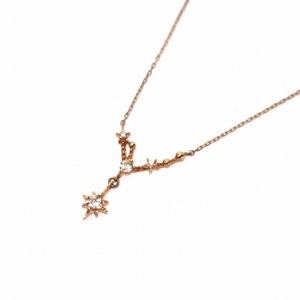 スタージュエリー STAR JEWELRY CONSTELLATION K10PPG ダイヤモンド/ホワイトトパーズネックレス 0.07ct ピンクゴールド