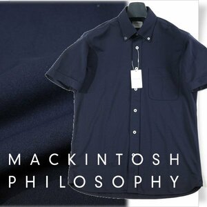 新品1円～★定価1.5万 MACKINTOSH マッキントッシュ フィロソフィー メンズ 半袖 トロッター ボタンダウン ポロシャツ 38 M 紺◆9836◆