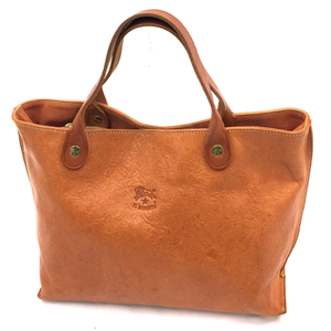 イルビゾンテ レザー ハンドバッグ カバン 鞄 ボタン イタリア製 ブラウン系 茶系 保存袋付き IL BISONTE