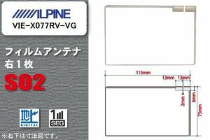 地デジ アルパイン ALPINE 用 フィルムアンテナ VIE-X077RV-VG 対応 ワンセグ フルセグ 高感度 受信 高感度 受信