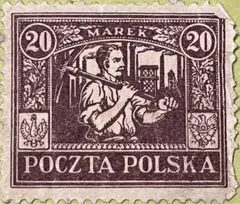 1922/23年ポーランド 鉱夫図案切手 20m
