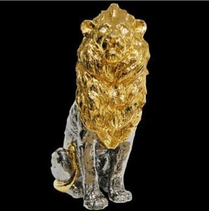 在庫問い合わせてくださいイタリア輸入ゴールドシルバー　ライオンの置物　　ゴールドシルバーライオンのオブジェ