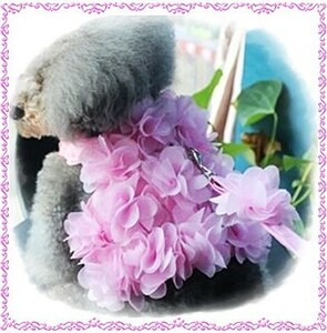 フラワー★ハーネス＆リード★ ピンク【M】小型 中型 胴輪 花がいっぱい♪かわいい！着せやすい♪おしゃれ♪【M ピンク】犬 猫 ペット