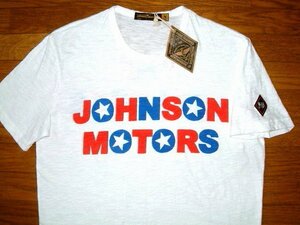 新品 USA製 ジョンソンモータース Johnson Motors スリムフィット プリント 半袖 Tシャツ (Sサイズ/白) トライアンフ Triumph バイク