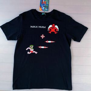 魔界村 黒 メンズM未使用 ドット プリント printed T-shirt CAPCOM カプコン Ghosts 