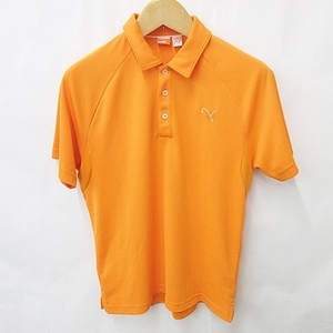 プーマ PUMA ゴルフ ポロシャツ 半袖 別布 切替 刺繍 プリント オレンジ L メンズ