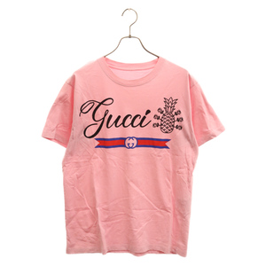 GUCCI グッチ 22SS Pineapple cotton T-shirt フロントロゴ パイナップル 半袖Tシャツ カットソー 616036 XJD21