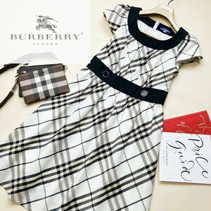 M7【コットンワンピース】参考価格9万●超美品BURBERRY BLUE LABEL●ノバチェック総柄●コットンワンピース　バーバリー レディース 38 