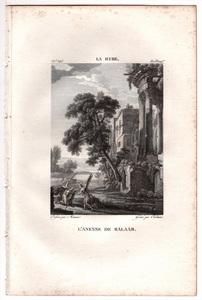 1813年 Filhol 銅版画 アンリ・モーペルシェ LA HYRE ロバに乗ったバラムと天使 L