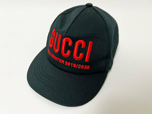 送料無料 GUCCI グッチ キャップ 帽子 ベースボール エンブロイダリー ブラック レッド M 57cm 596211