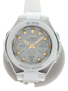 CASIO◆ソーラー腕時計・Baby-G/デジアナ/ラバー/ホワイト/G-MSMSG-W100-7A2JF/