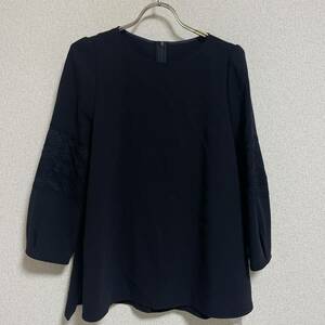 【タグ付き/定価¥19910-】23区 長袖シャツクルーネックカットソー ブラウス プルオーバー レース ブラック レディース サイズ38 M相当 ＊15