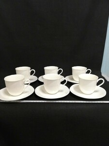 CS3164. Noritake ノリタケ カップ ソーサー コーヒーカップ 洋食器 ESEMBLE WHITE 6客セット/80