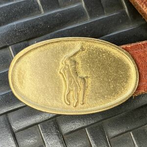 vintage Ralph Lauren ヴィンテージ ラルフローレン　オーバルバックルのレザーベルト　ライトブラウン　65 （60-70）送料無料