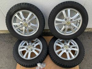 ◆GB28 タイヤ・ホイール セット 4本まとめ　ZEPHYR 13インチ 4J +42 4穴　 ICE NAVIZEA 155/65R13 73Q スタッドレスタイヤ 残溝 約7mm◆