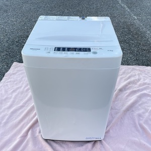 送料無料 ハイセンス 全自動電気洗濯機 【中古】動作保証 Hisense HW-K45E 2022年製 4.5kg ホワイト B /65550