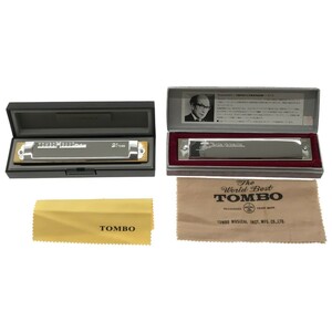 【美品 ハーモニカ 2点まとめ】TOMBO Professional 22 No.1722 A イ長調 22穴 + TOMBO BAND DELUXE No.1521 Am イ短調 21穴 現状 G319