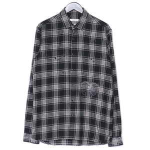 VALENTINO フランネルチェックスタッズ長袖シャツ サイズ40 ブラック QV3ABA65MMY ヴァレンティノ check l/s shirt