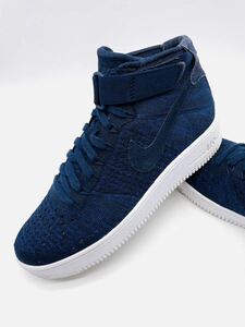 衝撃プライス！【フリーク待望モデル！】最強の1足！【NIKE エアフォース1 ULTRA FLYKNIT MID】高級ハイテクスニーカー/紺白/jp27cm