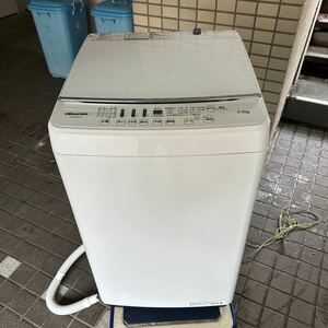 【手渡し歓迎！発送可能】Hisense ハイセンス 全自動洗濯機 2020年製 ホワイト 5.5kg HW-G55B-W 家電 中古品 動作品