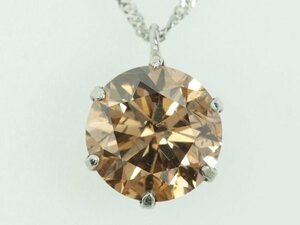 1円スタート Pt850/Pt900 ブラウン ダイヤモンド 1.2ct プラチナ ネックレス 42cm ★中古未使用 美品 1ct up