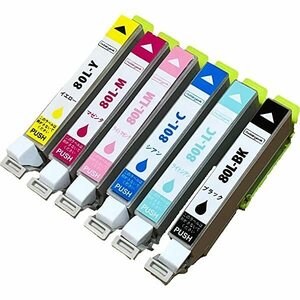 送料無料 EPSON IC6CL80L 6色セット IC80L互換インク EP-707A EP-708A EP-777A EP-807AB EP-807AR EP807AW EP808AB EP808AR EP808AW EP907F