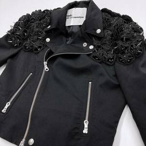 美品 Noir Kei Ninomiya 14SS スタッズ フリル ボリューム ダブル ライダース 黒 M コムデギャルソン 立体 花 ジャケット archive 2070242