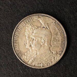 ドイツ連邦 プロイセン王国建国 200 周年記念2マルク銀貨（1901）28 mm [E2272]コイン