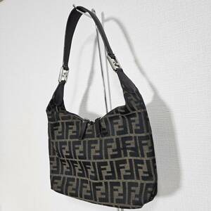 《1円スタート》FENDI　フェンディ　ズッカ　マンマ型　レザー×キャンバス　ハンドバッグ　F5087