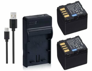 USB充電器 と バッテリー 2個セット DC32 と Victor 日本ビクター BN-VF714 互換バッテリー