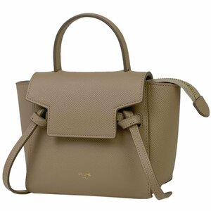 セリーヌ CELINE ピコ ベルトバッグ 2WAY ショルダーバッグ ハンドバッグ レザー ベージュ レディース 【中古】