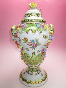 UE03♪♪ HEREND ヘレンド ビクトリアブーケ 陶花 飾り壷 HANDPAINTED ハンガリー♪♪ 飾り壺
