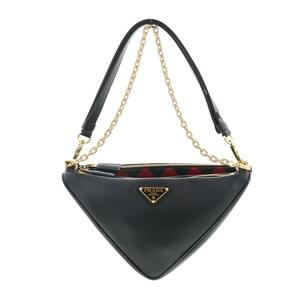 【水曜定休日・木曜発送】【美品】【RI】PRADA プラダ バッグ ハンドバッグ 1BC176 Black/ブラック トライアングル ミニバッグ