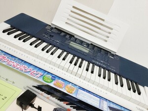 【１円スタート】極美品 カシオ 電子キーボード 61標準鍵 光ナビゲーションキーボード LK-215 ブルー【完全動作品】