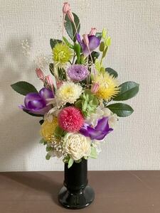 お仏花◆お供花◆プリザーブドフラワー◆枯れない花◆お手入不要◆水かえ不要◆花器付◆夏場重宝します＊