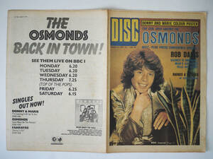 ★イギリス音楽誌【DISC】1974年8月17日号★Rob Davis/Jeff Lynn/Osmonds/Wings/Arrows/Eno/Donny And Marie