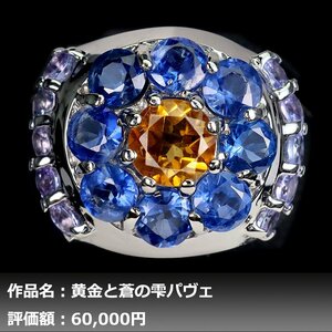 【送料無料】イケゾエガレ｜6.50ct 天然シトリン&カイヤナイト&タンザナイト K14WG仕上リング 13.5号｜作家モノ｜本物保証｜NGL鑑別対応