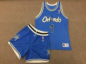 1994-95 NBA Orlando Magicオーランドマジック #1アンファニー ハーダウェイHardaway Championチャンピオン AWAYレプリカユニフォーム上下 