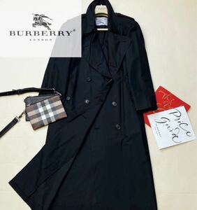 A11【シルク100%】参考価格20万●超美品BURBERRY collection●さっと上品コーデ●高級シルクトレンチコート バーバリーコート レディース 9