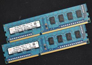 2GB 2枚組 (合計 4GB) PC3-12800 PC3-12800U DDR3-1600 240pin non-ECC Unbuffered DIMM 1Rx8(片面実装) HYNIX (管:SA5798 x2s 