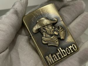 1円 ZIPPO ライター マルボロ Marlboroジッポ Zippoオイルライター真鍮製 中古品 喫煙グッズ ジッポー 火花確認済R67549