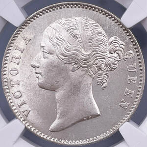 ★人気★ MS63 ヤングヘッド 1840B＆C ワイオン 英領インド ヴィクトリア女王 1ルピー NGC 英国 銀貨 アンティーク 世界コイン 006