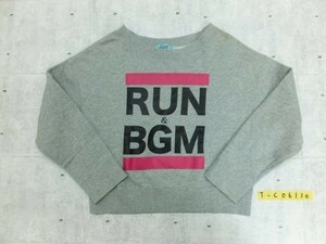 Daicy デイシー RUN&BGM ビッグプリント トレーナー プルオーバー ストリート アメカジ 古着 ユーズド トップス カジュアル フリーサイズ