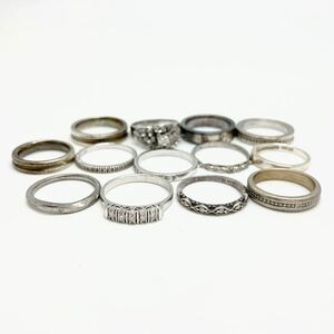 「ダイヤモンドリング13点おまとめ」a 約38.5g 9-13号 リング accessory SILVER 指輪 アクセサリー ヴィンテージ diamond CE0