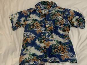 ドゥニーム　Denime　ビンテージ　波・花柄　アロハシャツ　Ｓ　used　